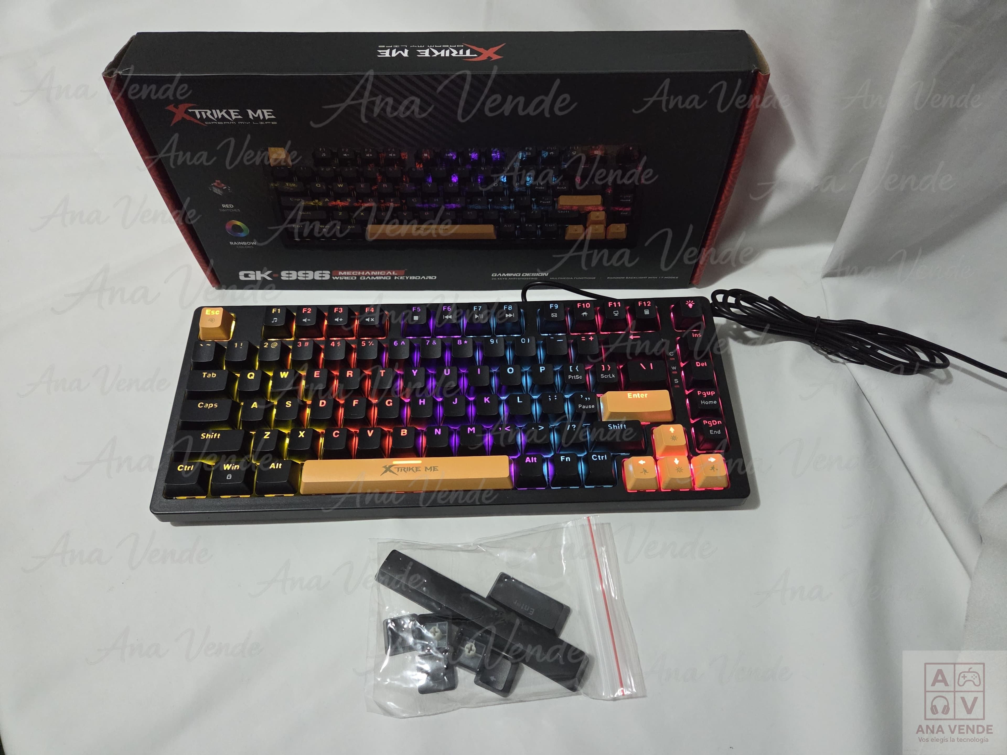 Teclado Mecánico Gamer Compacto 82 Teclas Switches Red Rainbow 1